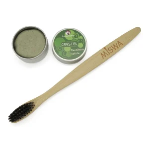 Brosse à dents en bambou MISWA et dentifrice solide Crystal ouvert